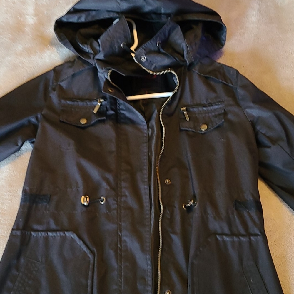 Black and Gold Hardware Rain Coat